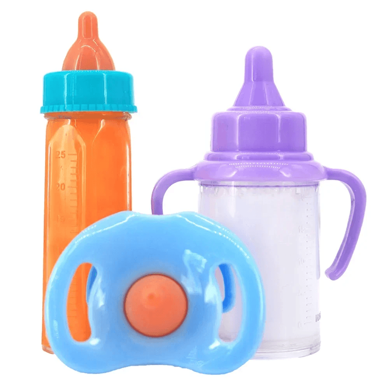 Baby Doll Feeding Bottle Set Toy Milk Juice Bottles with Pacifier
