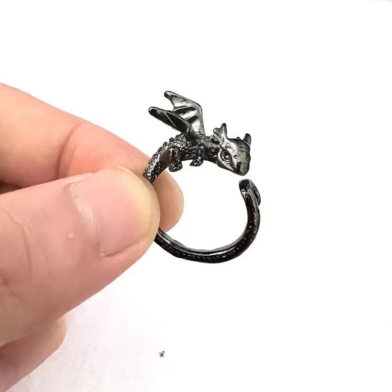 Antique Silver Dragon Wing Adjustable Ring