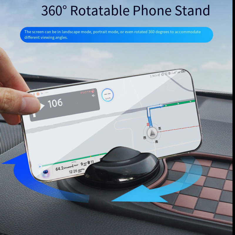 Non Slip Dashboard Mat with Rotation Phone Mount, Car Anti Slip Holder, Adhesive Dashboard Phone Stand