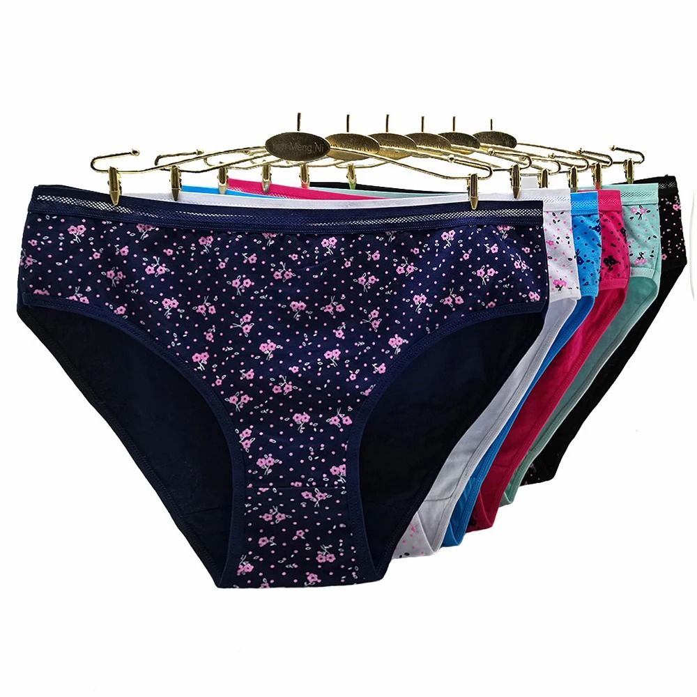 Plus Size Cotton High Waist Briefs Breathable Soft Underwear for Women 6 Piece Set