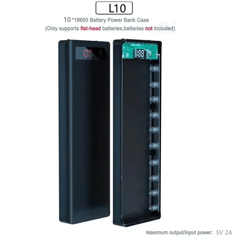 8-Bay Detachable 18650 DIY Power Bank Shell with Dual USB High-Fidelity Charging Hub