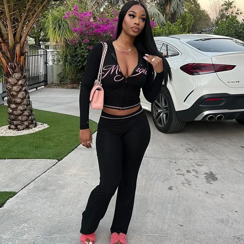 Y2K Leopard Print Hoodie & Slim Pants Set – Women's Streetwear 2-Piece Cardigan and Trousers Outfit