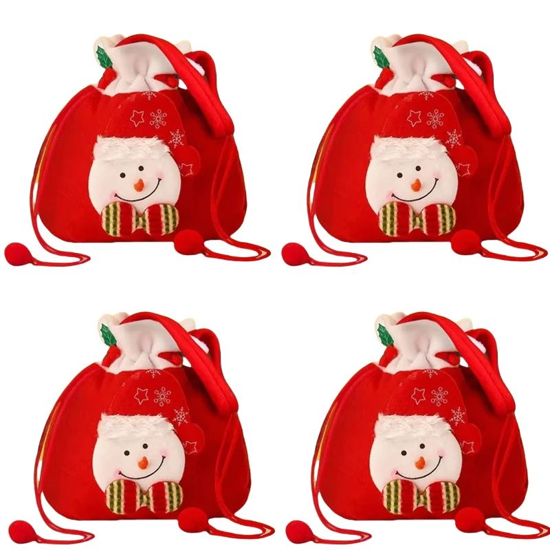 Christmas Drawstring Gift Bags with Handle Set