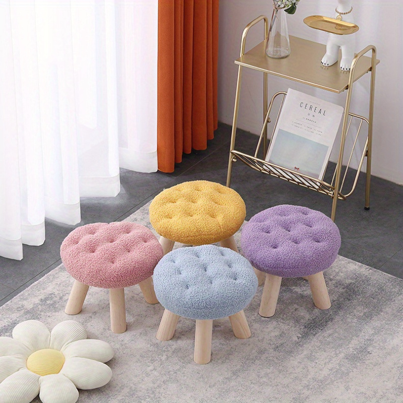 Small Round Stool Flower Stool Footstool for Sofa Coffee Table Living Room Bedroom Shoe Changing Stool