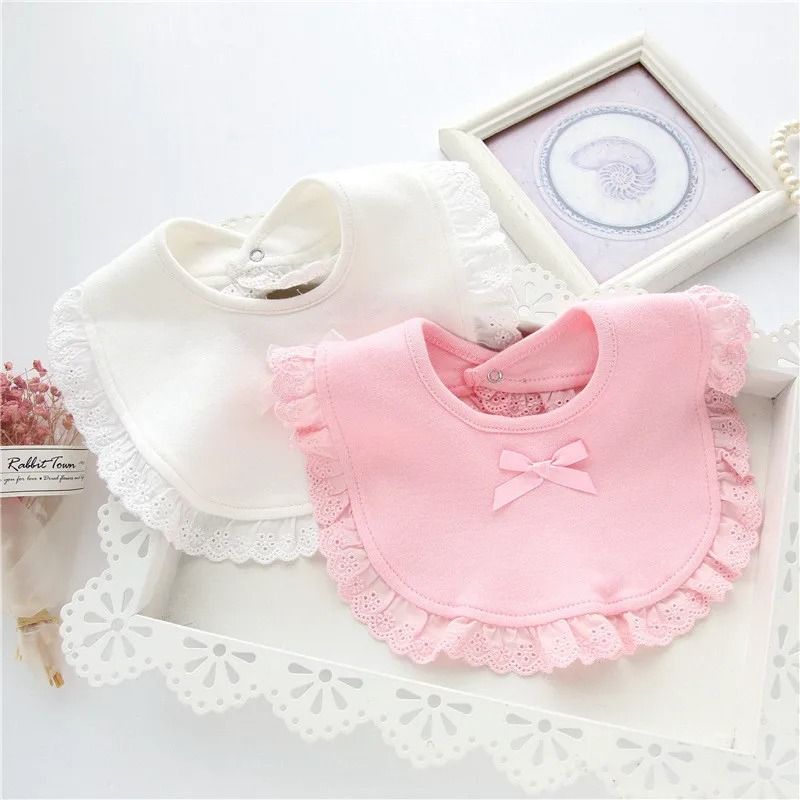 Lawadka Princess Lace Bow 100% Cotton Baby Bibs & Saliva Towels