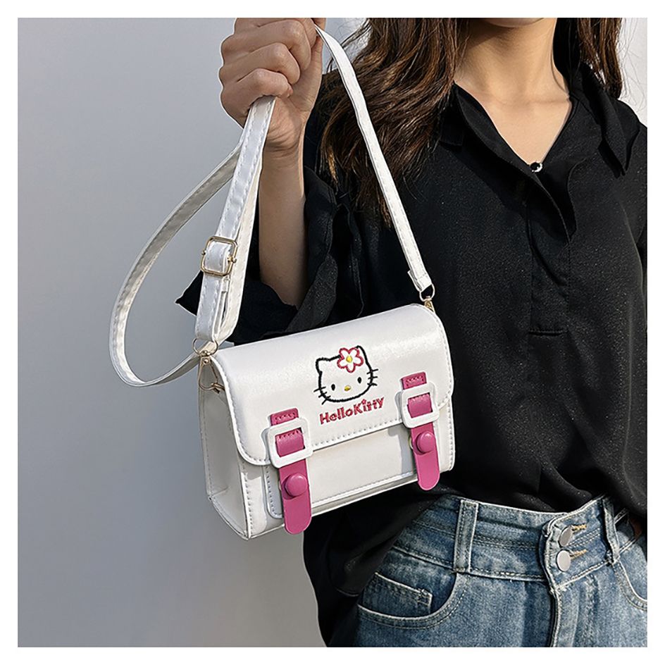 Anime Kawaii Shoulder Bag, Sanrio PU Square Tote, Cute Cartoon Messenger Bag for Girls, My Melody & Kuromi Backpack