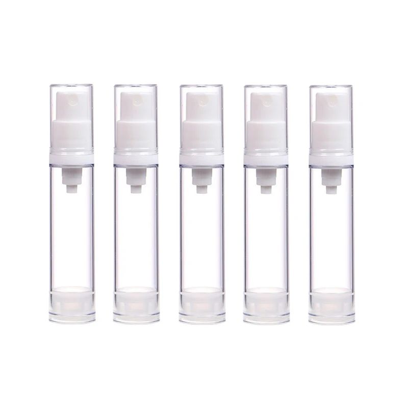 5-Piece Airless Pump Bottle Set (5ml/10ml/15ml) Leak-Resistant Refillable Travel Containers