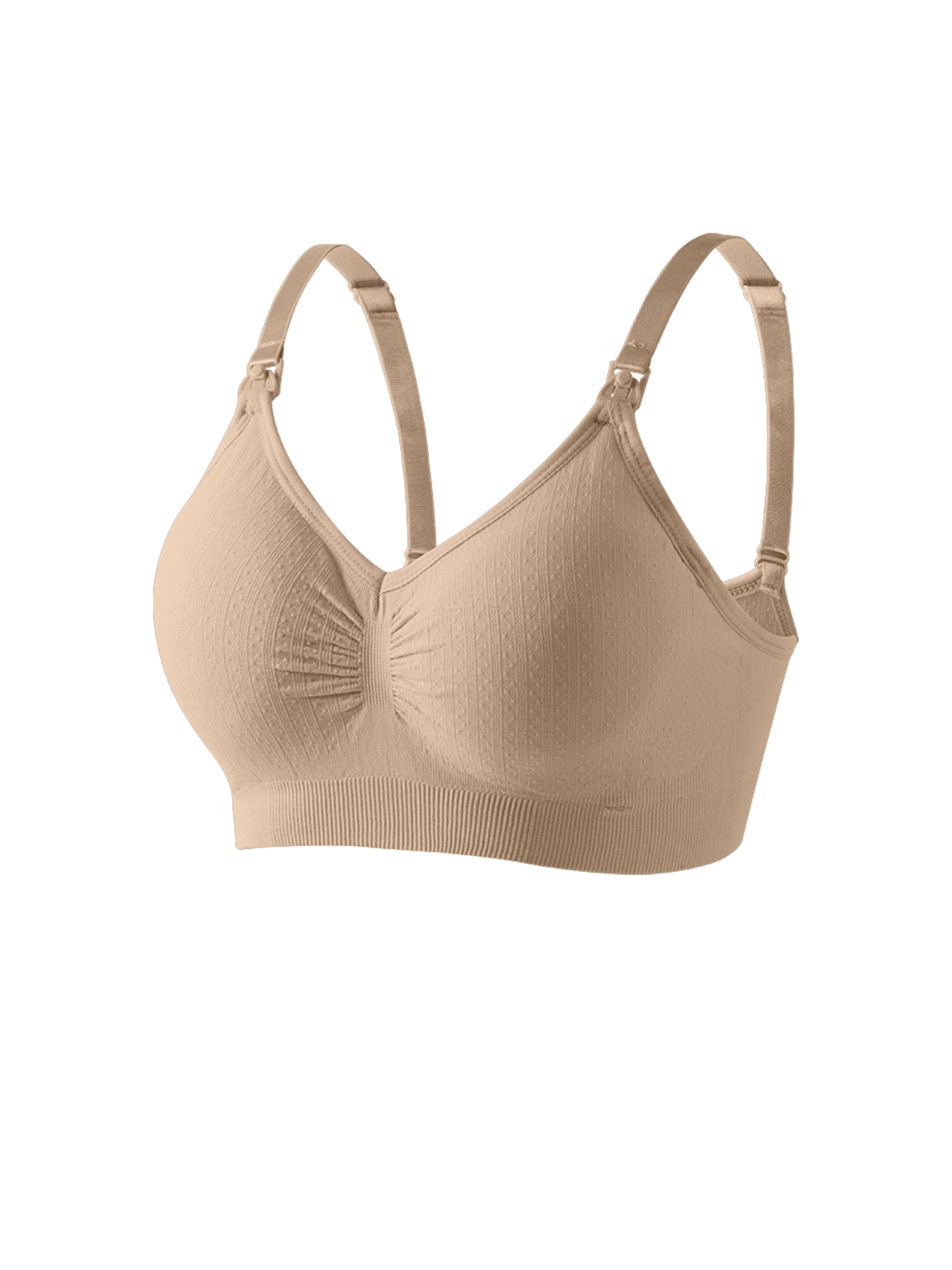 Seamless Nursing Bra, Breathable Maternity Bra with Single Handed Front Buckle, Push Up Women's Breastfeeding Underwear,