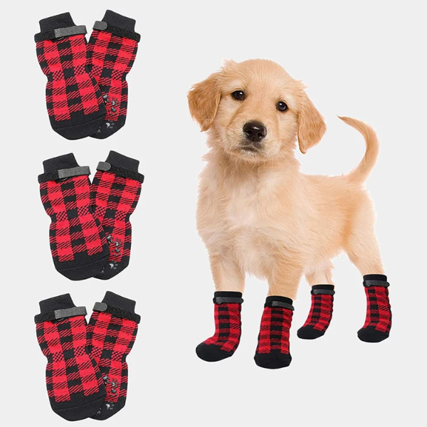 4PCS Double Side Anti Slip Dog Socks
