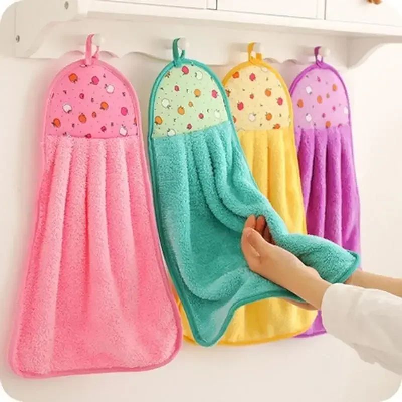 Coral Velvet Soft Hand Towel Absorbent Hanging Kitchen and Bathroom Cloth