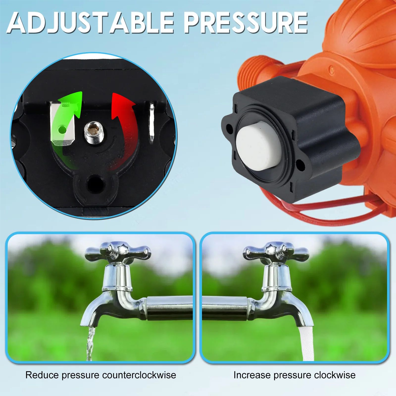 RV Water Pump Pressure Switch Kit Adjustable 40 to 80 PSI Waterproof Diaphragm Pump Controller