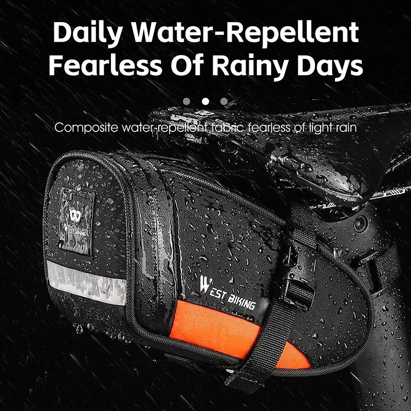 WEST BIKING Reflective Waterproof Bike Saddle Bag 1.2L Ultralight Tail Bag