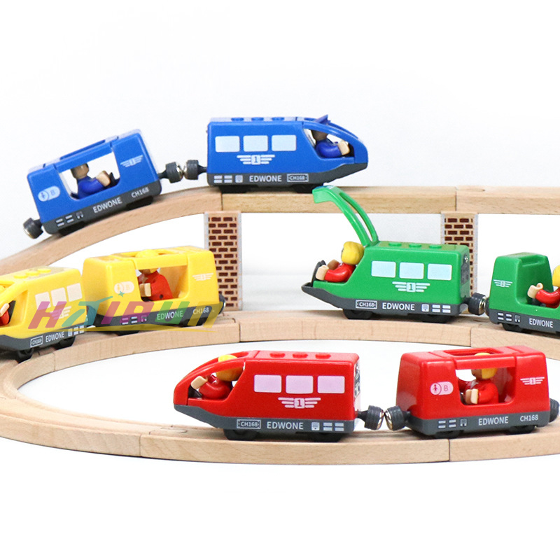 Magnetic Electric Train Set with Doll and Wooden Tracks - Compatible Locomotive for Kids