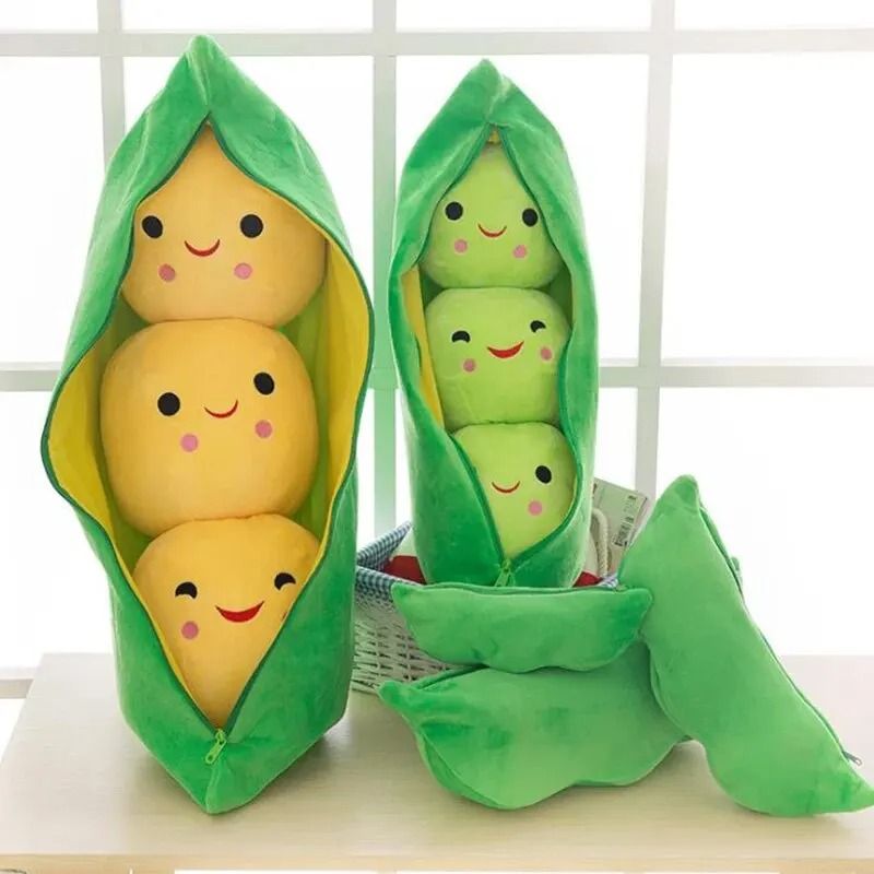 Plush Pea Pod Toy for Kids 25cm Soft Plant Pillow Gift