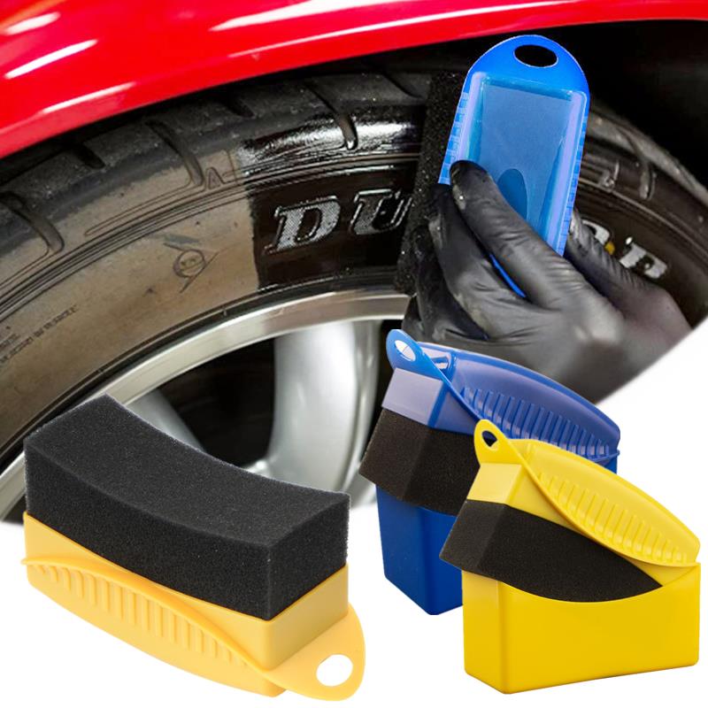Car Wheel Polishing Waxing Sponge Brush ABS Plastic Tire Cleaner Applicator Pads for Detailing
