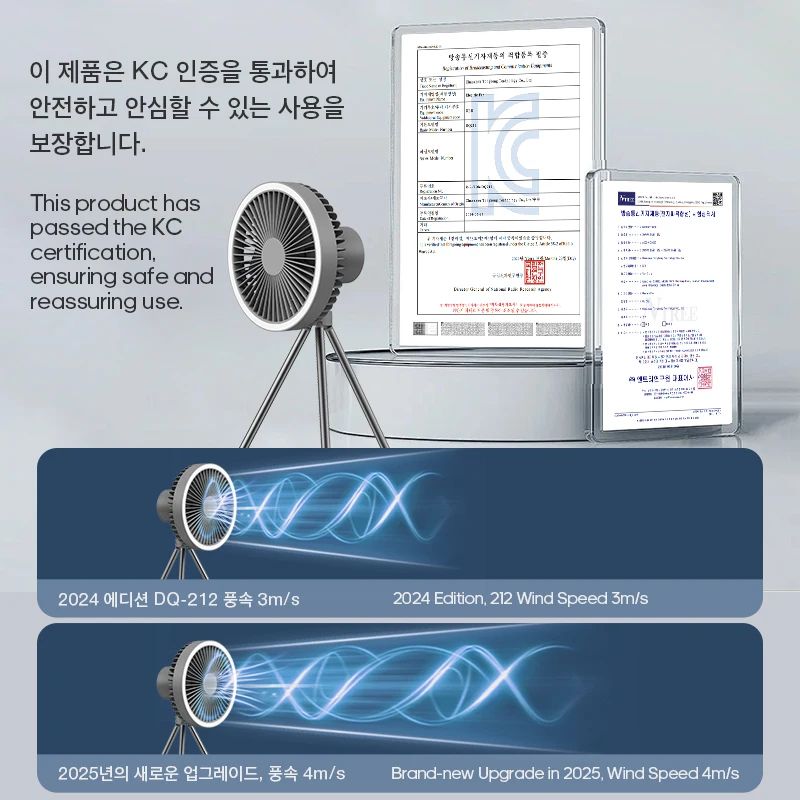 All-In-One Rechargeable Portable Camping Fan with Power Bank & LED Light (10000 mAh)
