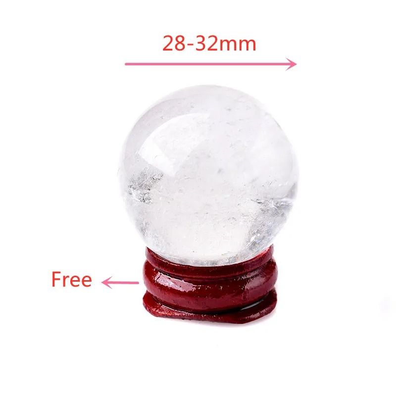 Natural Clear Quartz Crystal Ball with Wooden Stand