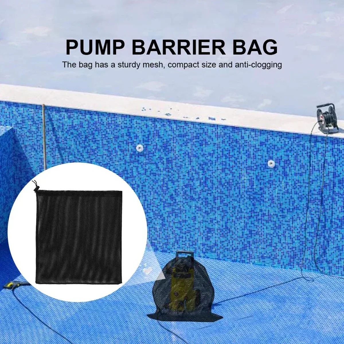 Pond Pump Filter Mesh Bag Anti Clog Protector with Drawstring