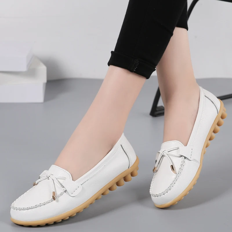 Genuine Leather New Woman Flats Shoes Ballet Flat Sneakers Soft Moccasins Ladies Boat Ballerina Espadrilles Creepers