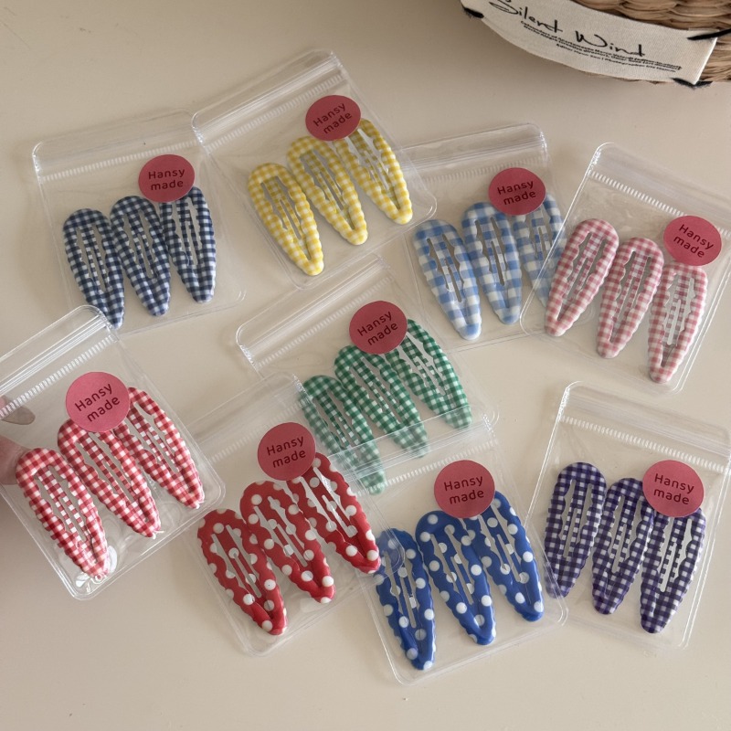 Water Droplet Barrettes for Baby Girls – Wavy Edge Plaid BB Clip Hair Accessories