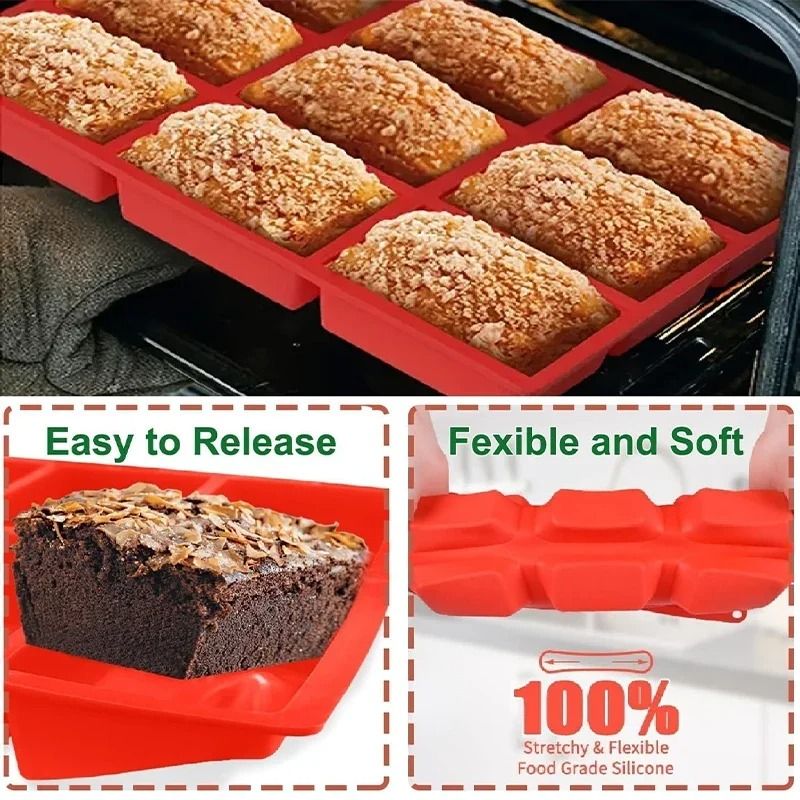 9 Grid Silicone Mini Loaf Baking Mold
