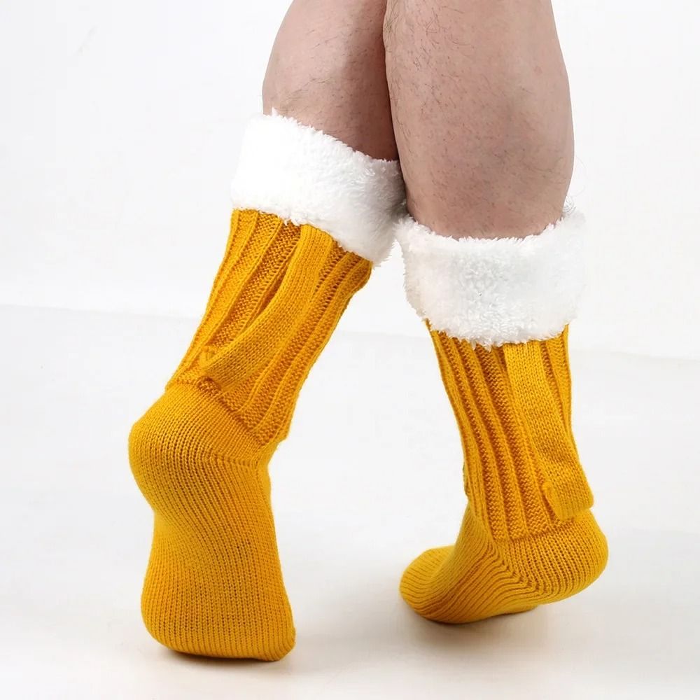 3D Beer Mug Knitted Socks Warm Padded Mid Calf Winter Sleep Socks