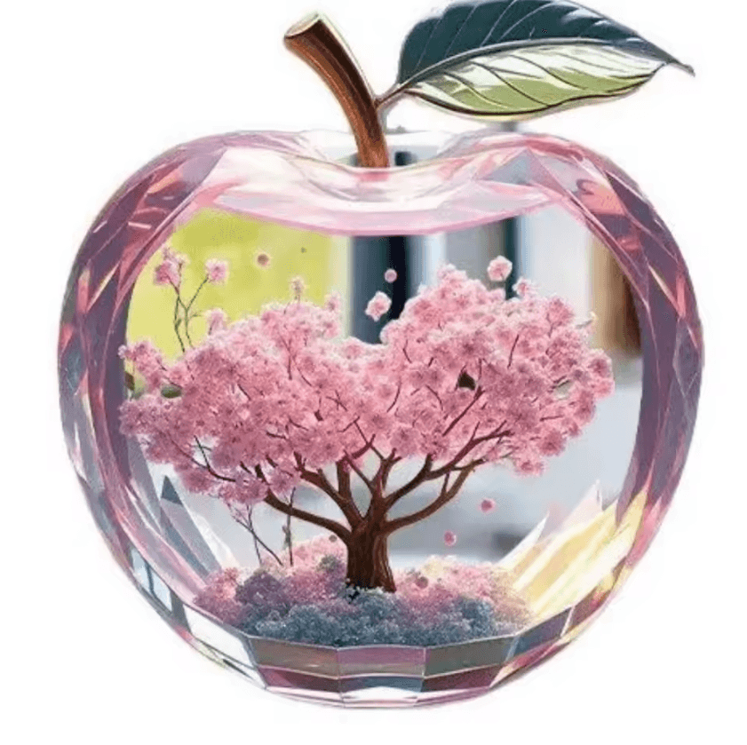 Romantic Cherry Blossom Apple Acrylic Desk Decor – Nordic Aesthetic Tabletop Ornament
