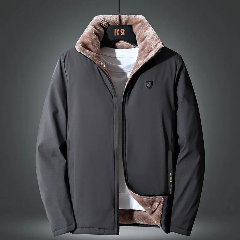 Windproof Fleece Winter Jacket for Men Casual Outdoor Coat
