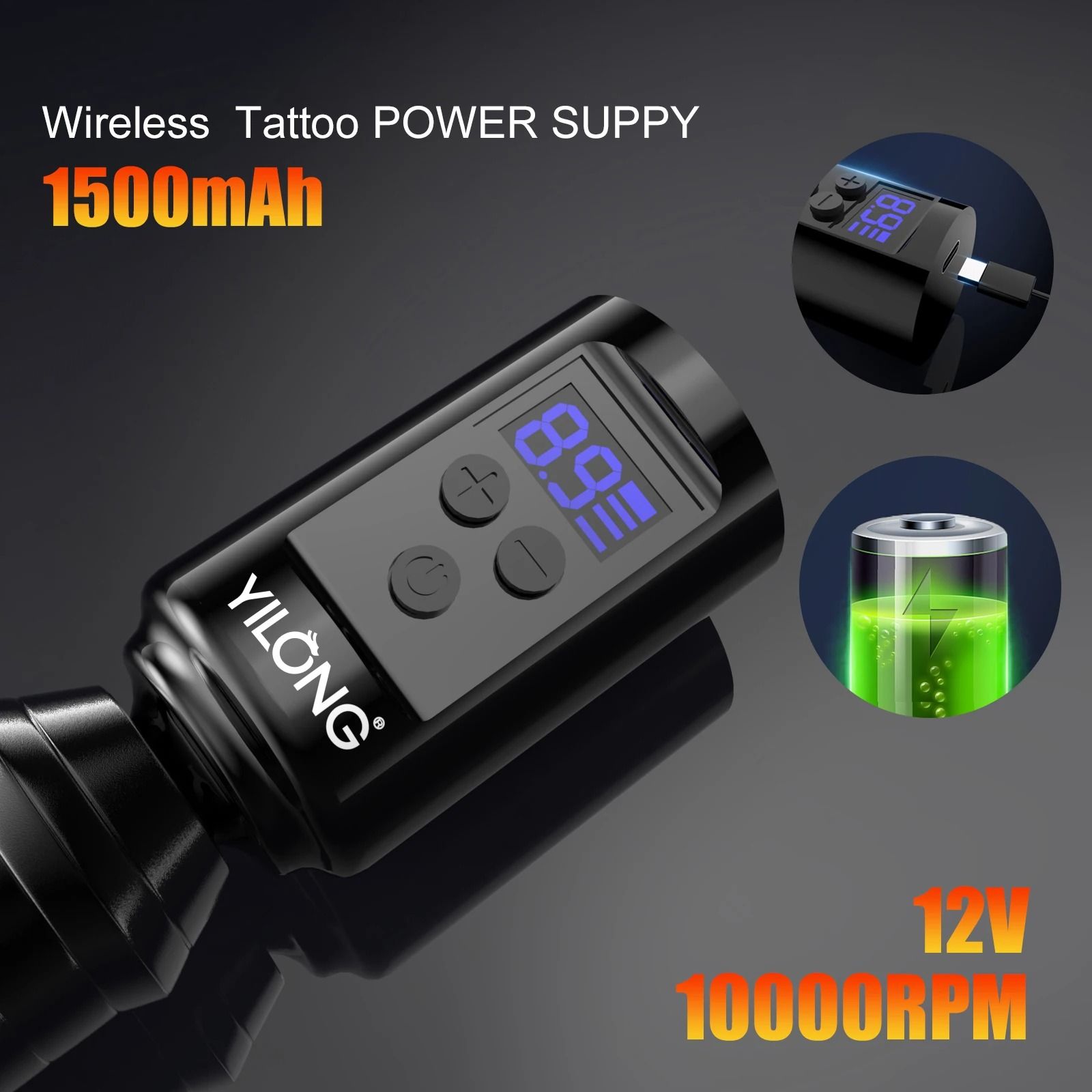 Wireless Tattoo Machine Kit with Rechargeable Battery and Cartridge Needles