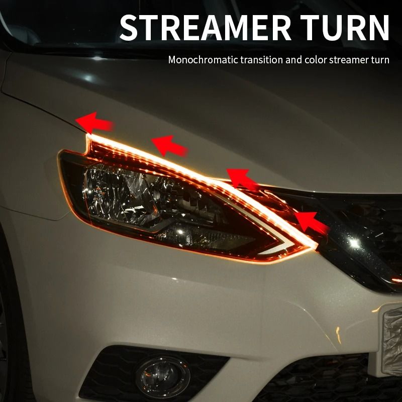 RGB Flowing LED Daytime Running Light Strips with Turn Signal Function