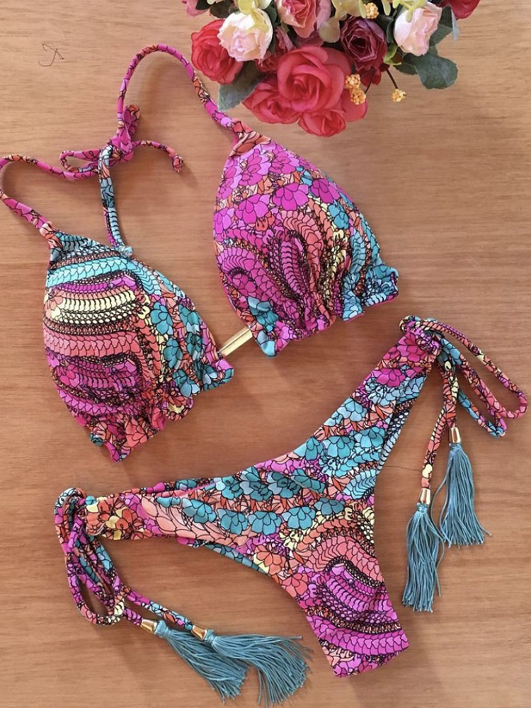 Push Up Swimsuit, Swimwear String Bikini Set for Women, Beach Bathing Suit