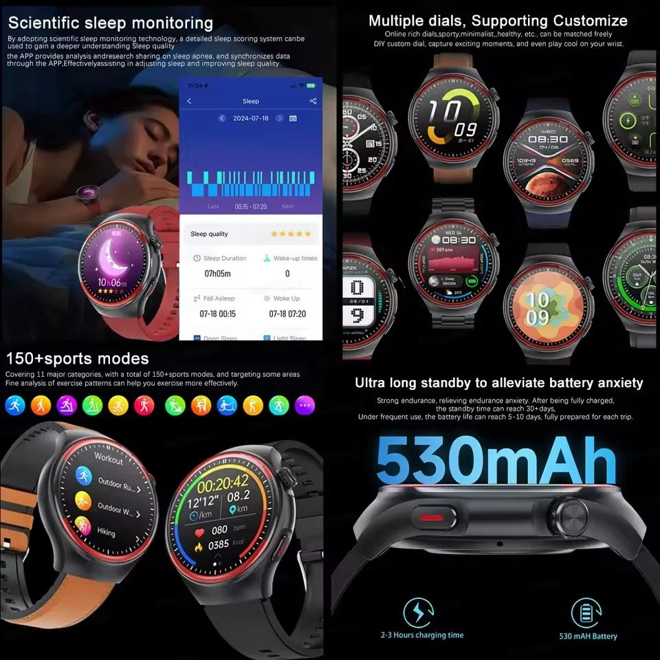 HealthTrack Pro Smart Watch Heart Rate Blood Pressure Bluetooth Call