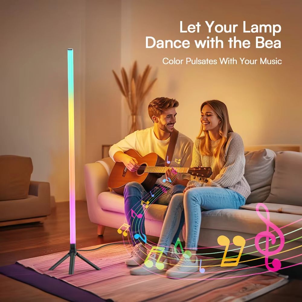 DAYBETTER Smart Corner Floor Lamp with RGB Color Changing Light, App & Remote Control, Timer Function