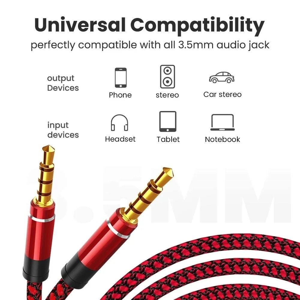 Universal 3.5mm Male-to-Male Auxiliary Audio Cable