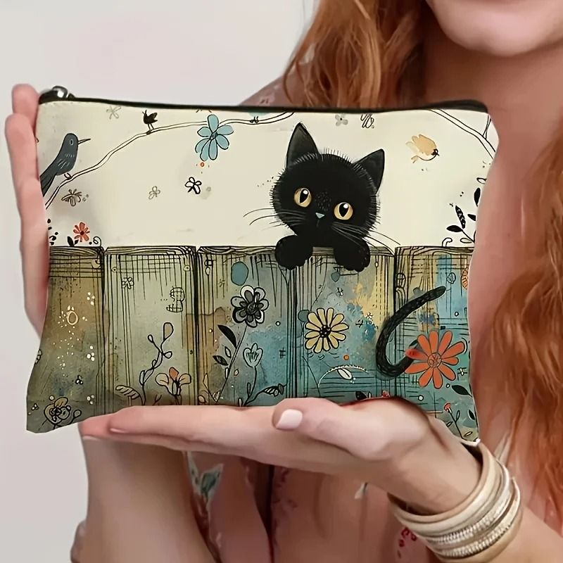 Cute Cat Floral Makeup & Jewelry Storage Bag