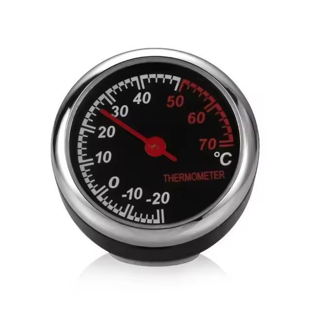 Compact Air-Vent Car Clock & Thermometer - Mini Quartz Clock and Hygrometer Gauge