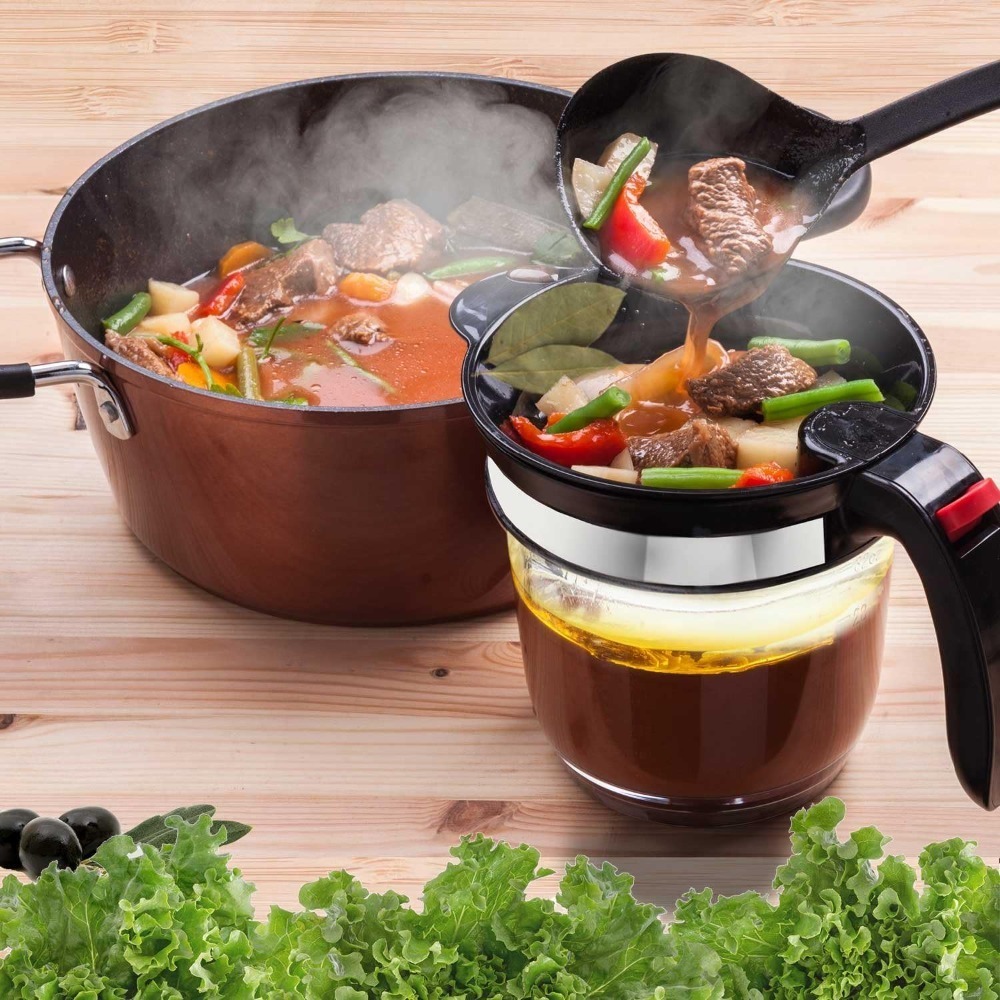 Fat Separator Bottom, Built-in Oil Strainer for Efficient Grease Separation, Essential Kitchen Utensil