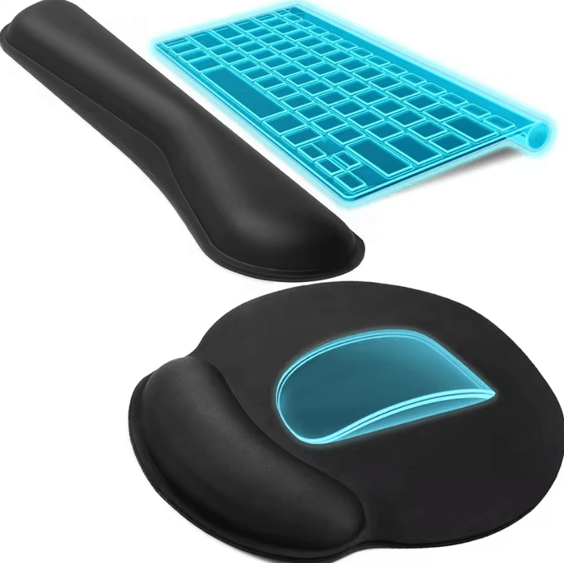 2-Piece Keyboard and Mouse Wrist Rest Set with Silky Gel Memory Foam for Ergonomic Comfort
