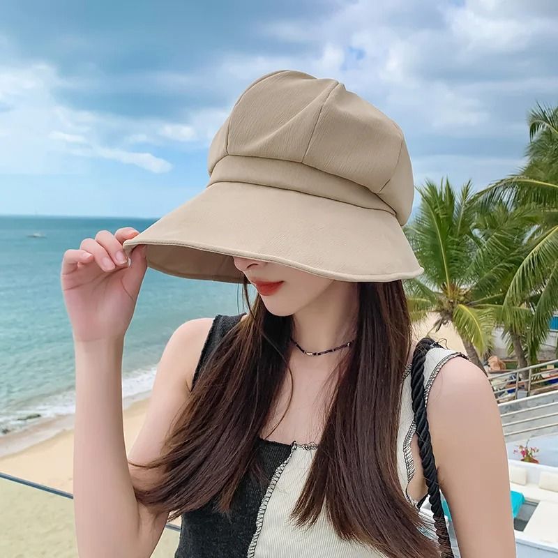 Womens Foldable Wide Brim Sun Bucket Hat