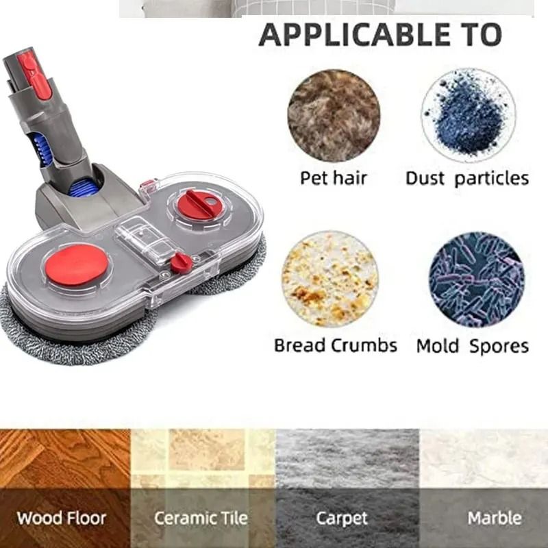 Electric Mop Head Kit Compatible with V7 V8 V10 V11 V15 Vacuum Models with Water Reservoir and Cleaning Cloths