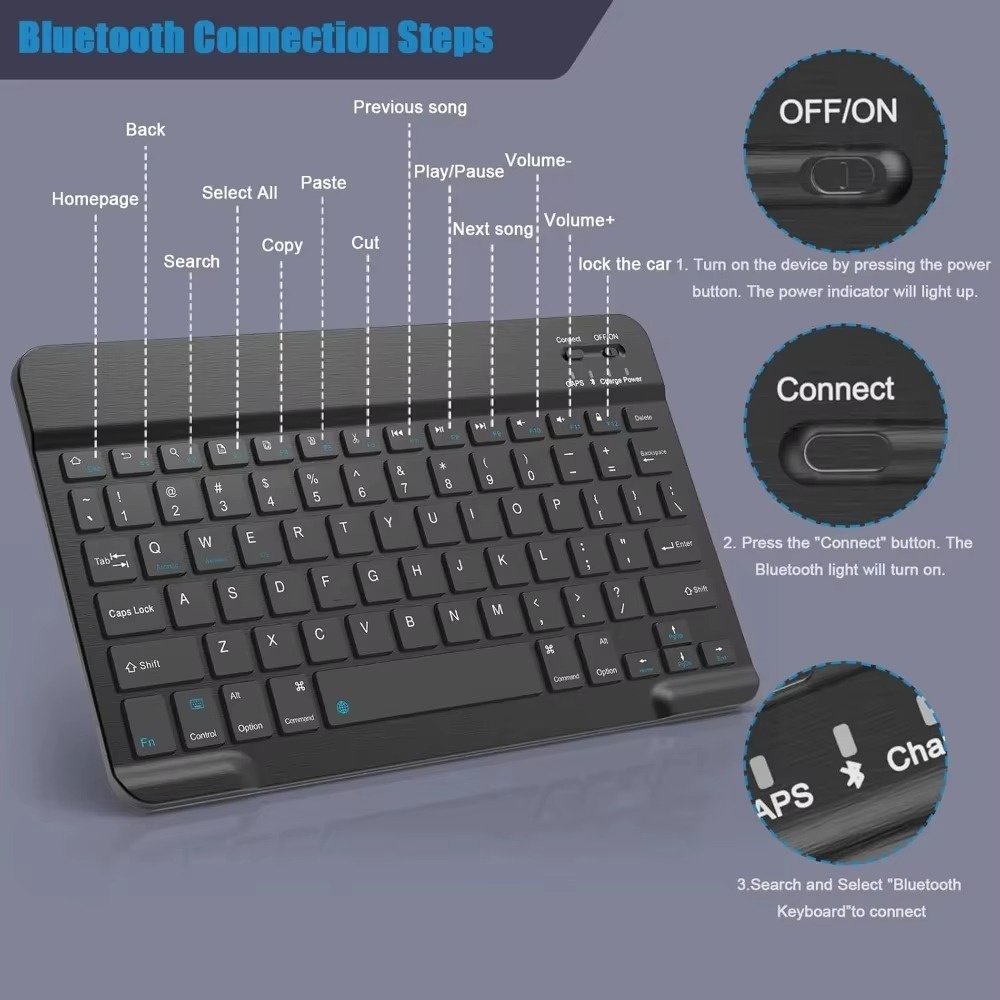 Silent Mini Wireless Keyboard Bluetooth Rechargeable Gaming Keyboard