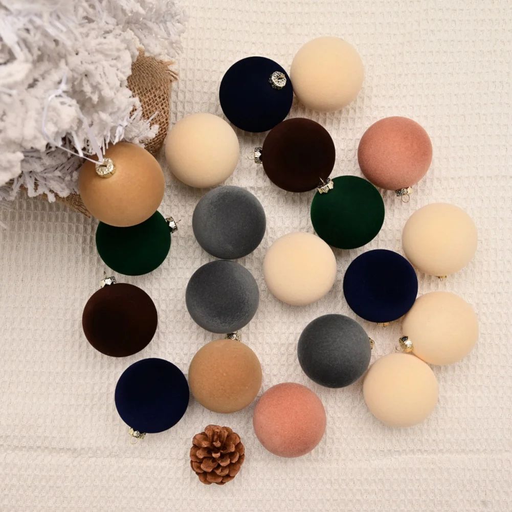 Velvet Christmas Ball Ornaments Set 12pcs
