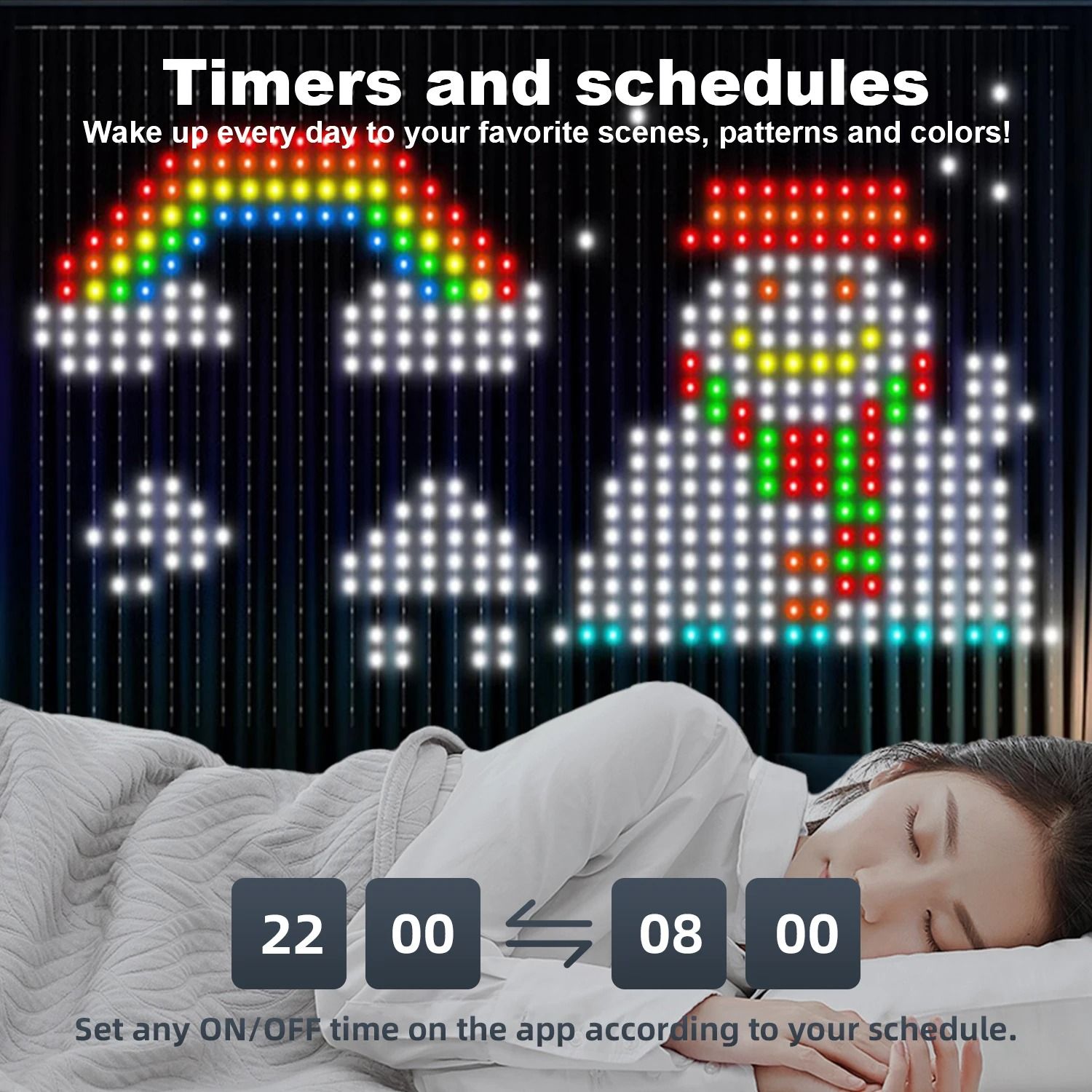 Smart RGB Curtain LED Lights with App Control and Music Sync