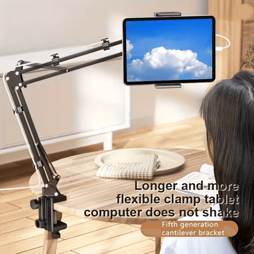 FlexiArm Adjustable Tablet Holder with Rotatable Long Arm Clamp