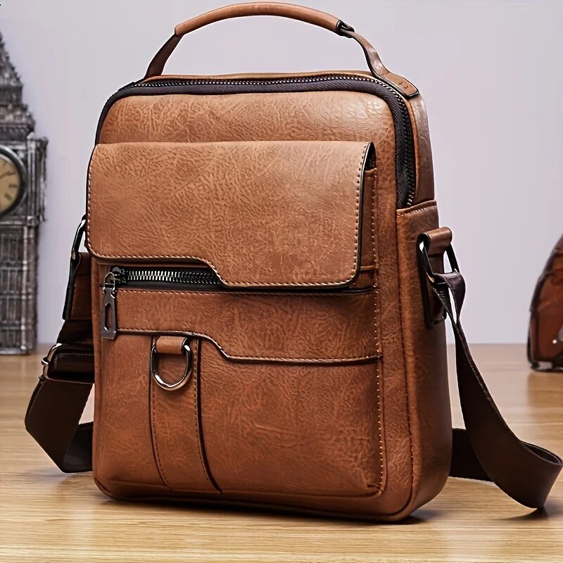 PU Leather Men Shoulder Bag for  iPad Business Crossbody Messenger Bag