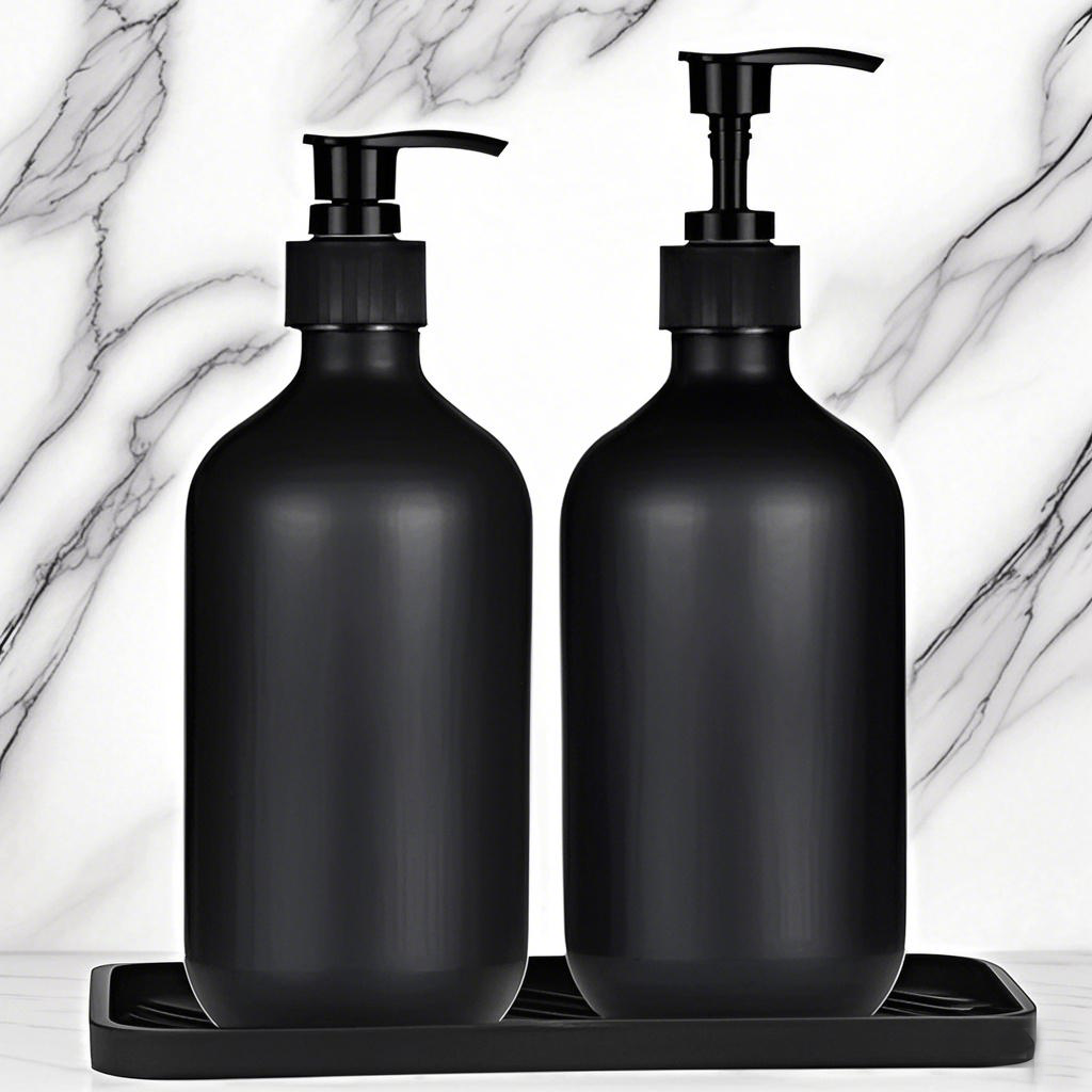 Matte Black Liquid Soap Dispenser Refillable Shampoo, Conditioner, and Body Lotion Container for Bathroom or Hotel Use