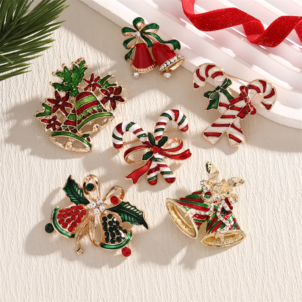 Rhinestone Christmas Bells, New Christmas Jewelry, Brooch Pin For Women Clothing, Fashion Sweet Alloy Enamel