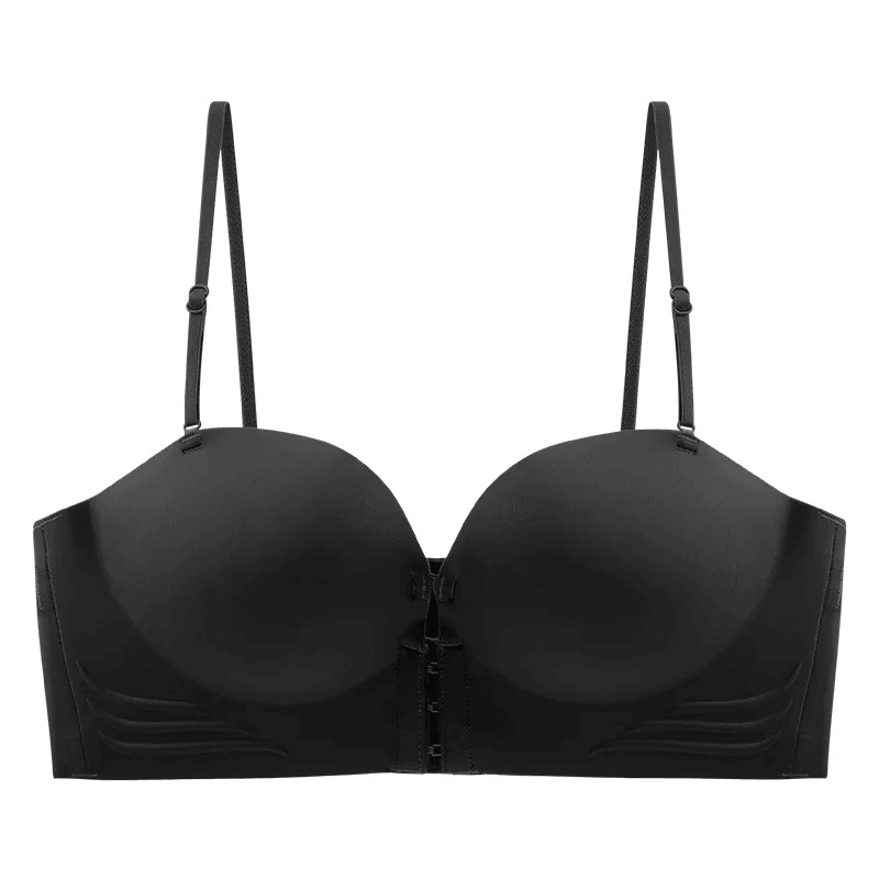 Seamless Strapless Push Up Bra with Front Closure