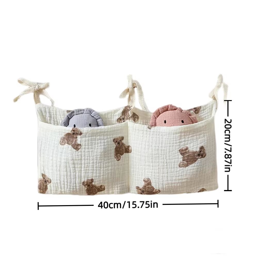 TDHD Cartoon Crib Hanging Storage Bag with Double Pockets