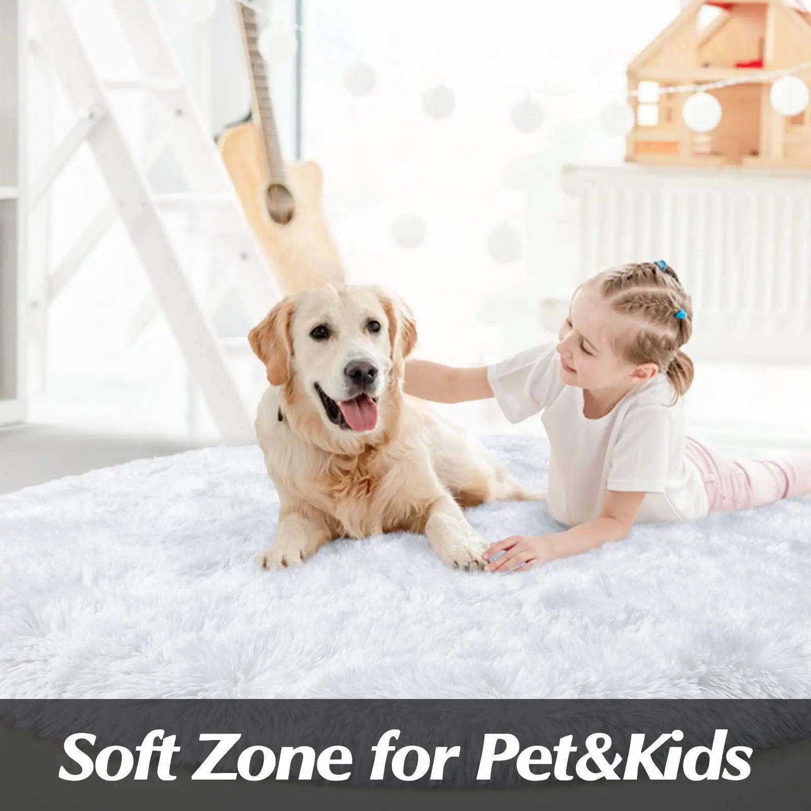 Soft Fluffy Kids Play Rug Round Nursery Carpet